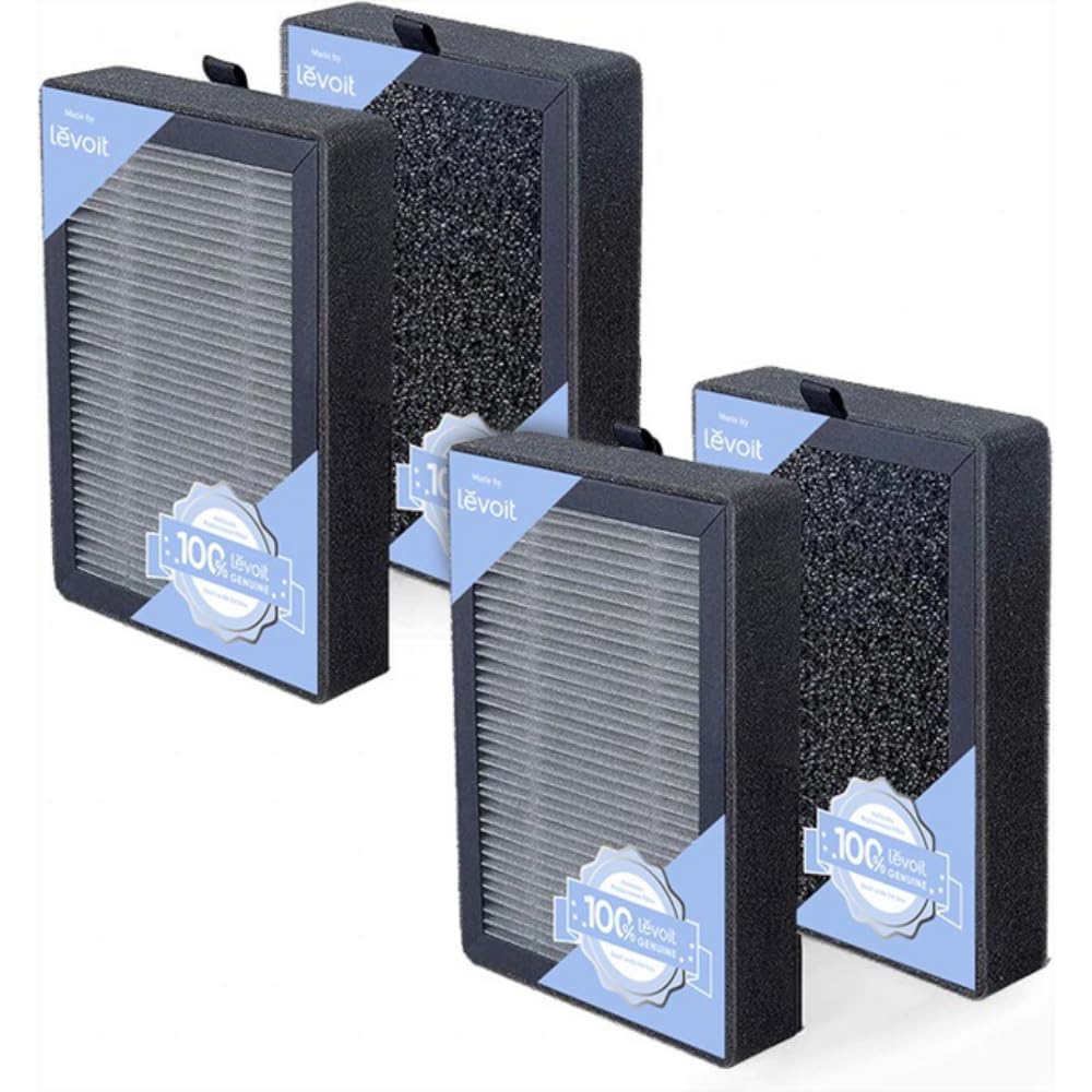 LEVOIT LV-H128 Air Purifier Replacement, 3-in-1 Pre-Filter, H13 True HEPA, Activated Carbon, 3-Stage Filtration System, 4 Piece Set, LV-H128-RF, 2 Pack