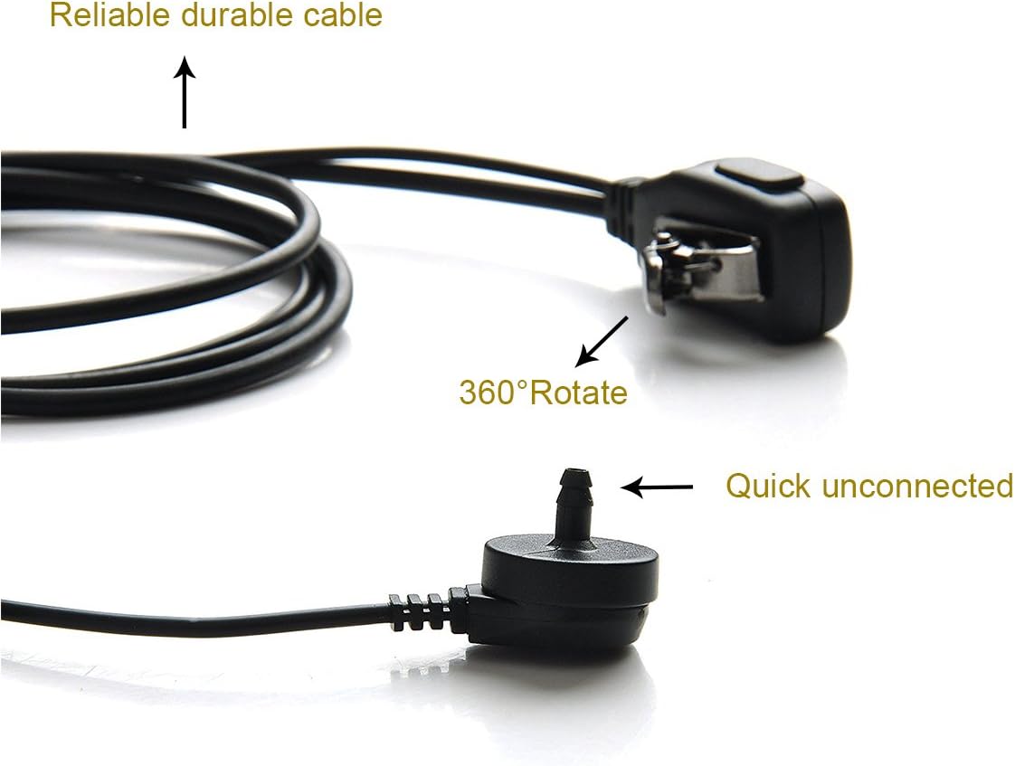 Retevis Walkie Talkies Earpiece with Mic 2 Pin Acoustic Tube Headset for Baofeng UV-5R Retevis H-777 RT1 RT21 RT22 Arcshell AR-5 2 Way Radio (10 Pack)