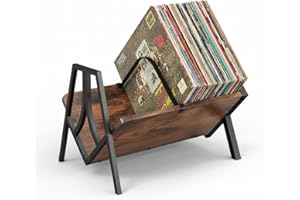 ZEXVIDA Vinyl Record Storage Rack for 50 LPs, Vinyl Record Album Holder Heavy-Duty Record Storage Shelf with Handles, Record Holder, Multi-Purpose Organizer