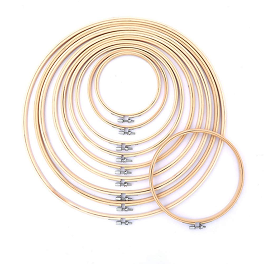 Egurs 11 Pieces/Set Cross Stitch Frame Round Embroidery Hoop Made of Wood Bamboo 10 cm - 40 cm