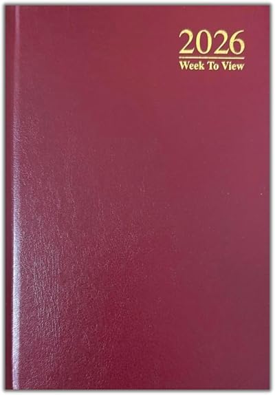 PaulStore 2026 Diary Week to View HardBack A4 A5 A6 Red