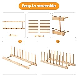 Worthyeah Bamboo Dish Drying Rack-2 PCS Pot Lid