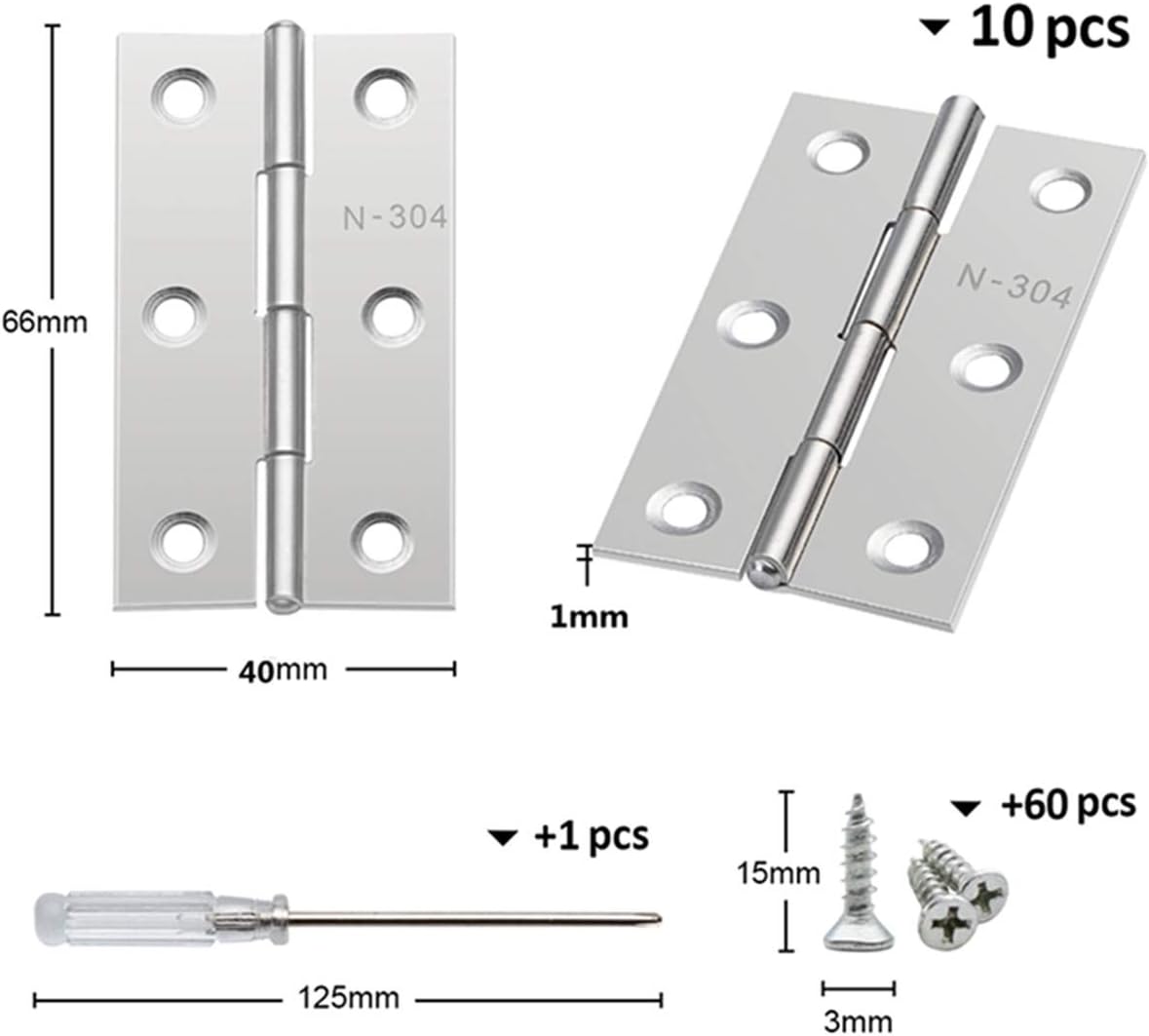 Anstore 2.6'' Folding Hinges, 10pcs 66mm Stainless Steel Door Hinges - Image 4
