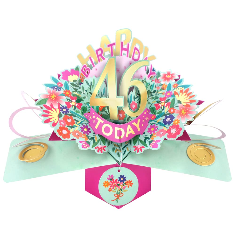 Happy 46th Birthday 46 Today Pop-Up Greeting Card Love Kate's Pop Up Cards Her POP215MC46