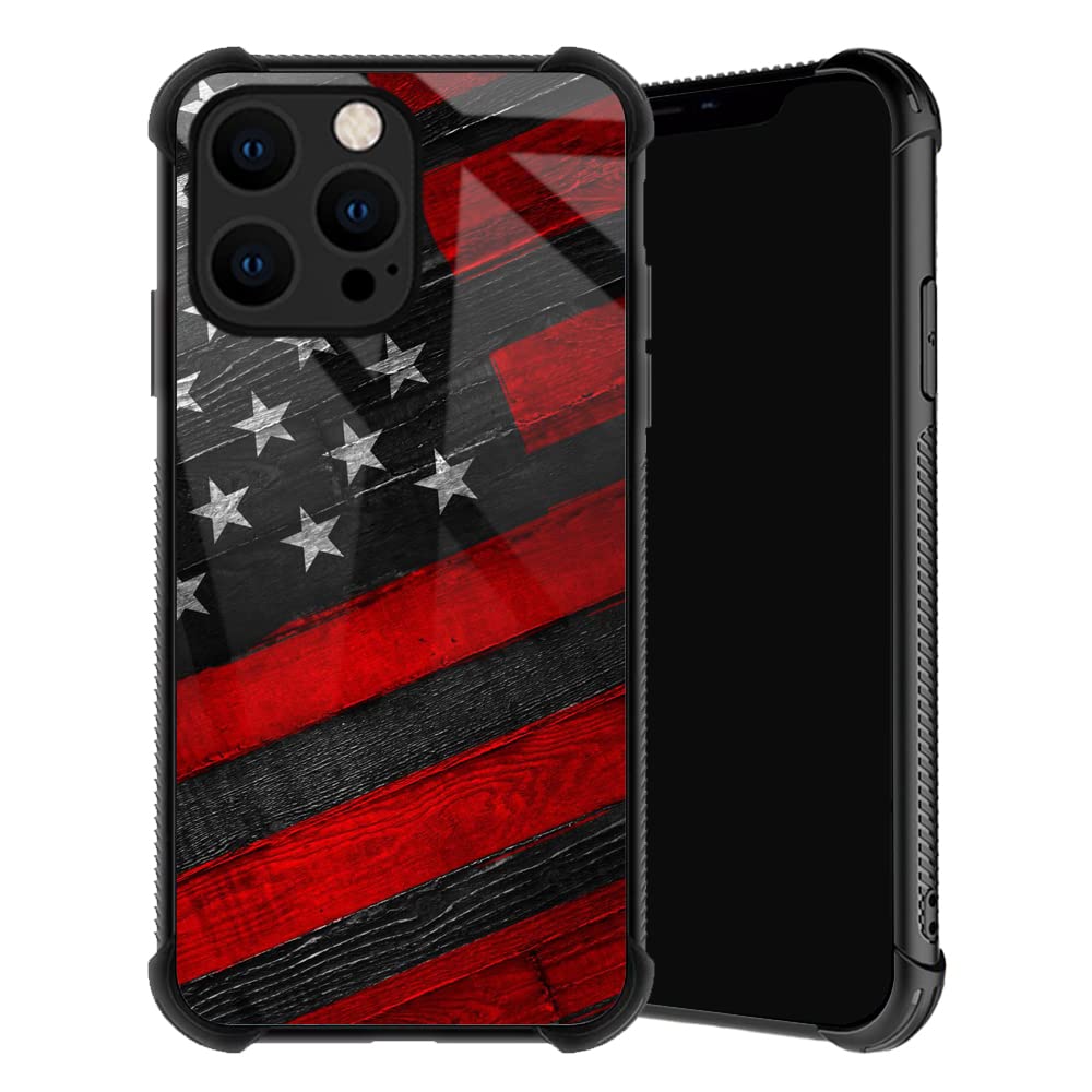 TnXee Compatible with iPhone 14 Case,Wood American