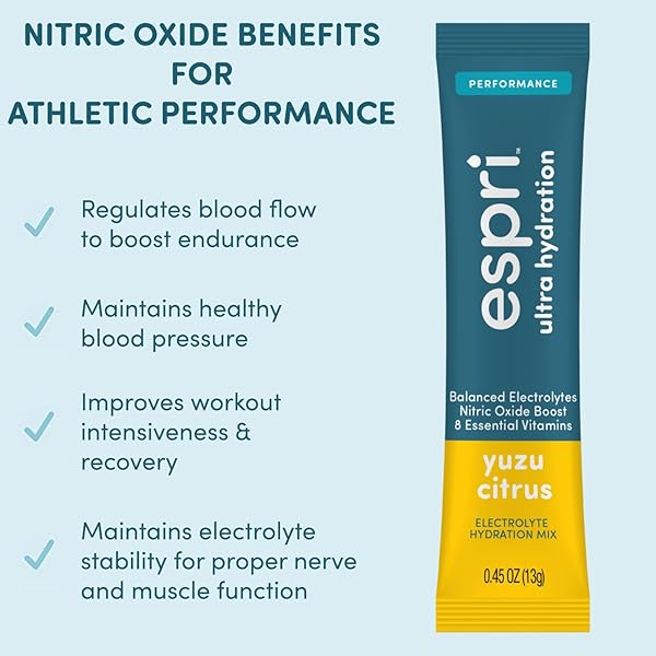ESPRI ZERO SUGAR ELECTROLYTE DRINK MIX, YUZU CITRUS, HYDRATION PACKETS, NITRIC OXIDE BOOST, LOW CALORIES, MAGNESIUM CITRATE PREVENTS MUSCLE CRAMPS AND IMPROVES RECOVERY, 15 DAY SUPPLY