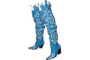 Cape Robbin Women's Western Thigh High Over The Knee Cowboy Cowgirl Boots - Chunky Block Heel Fashion Boots for Women (KELSEY-21)