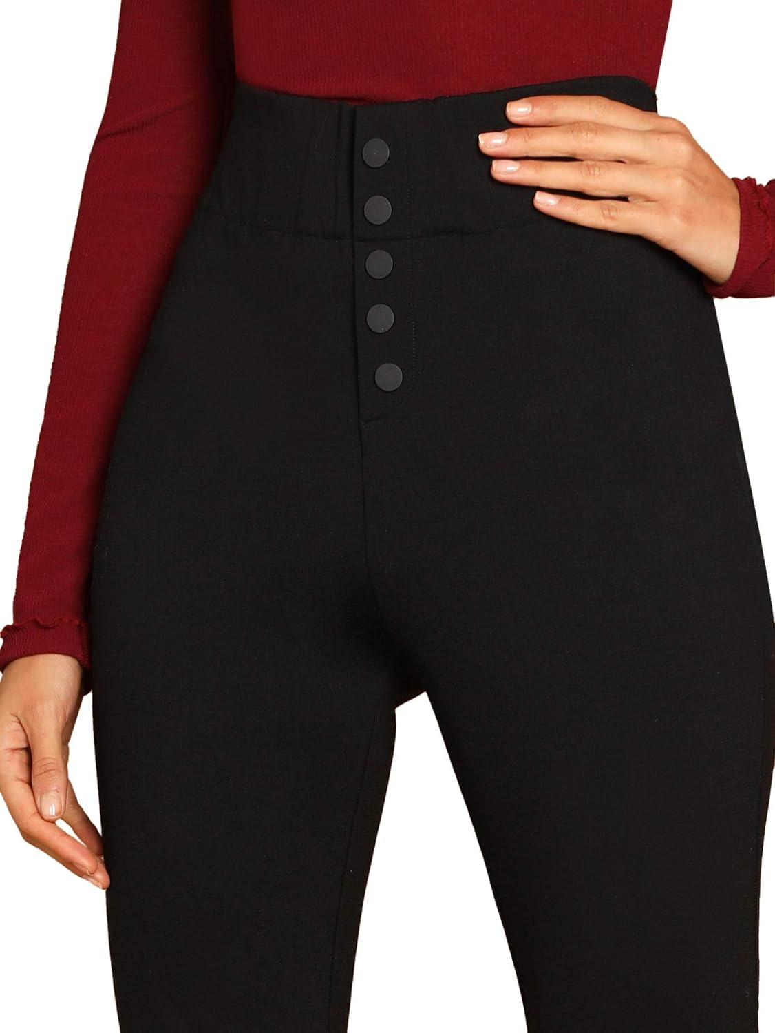 SweatyRocks Women's Casual Skinny Leggings Stretchy High Waisted Work Pants at  Women’s Clothing store