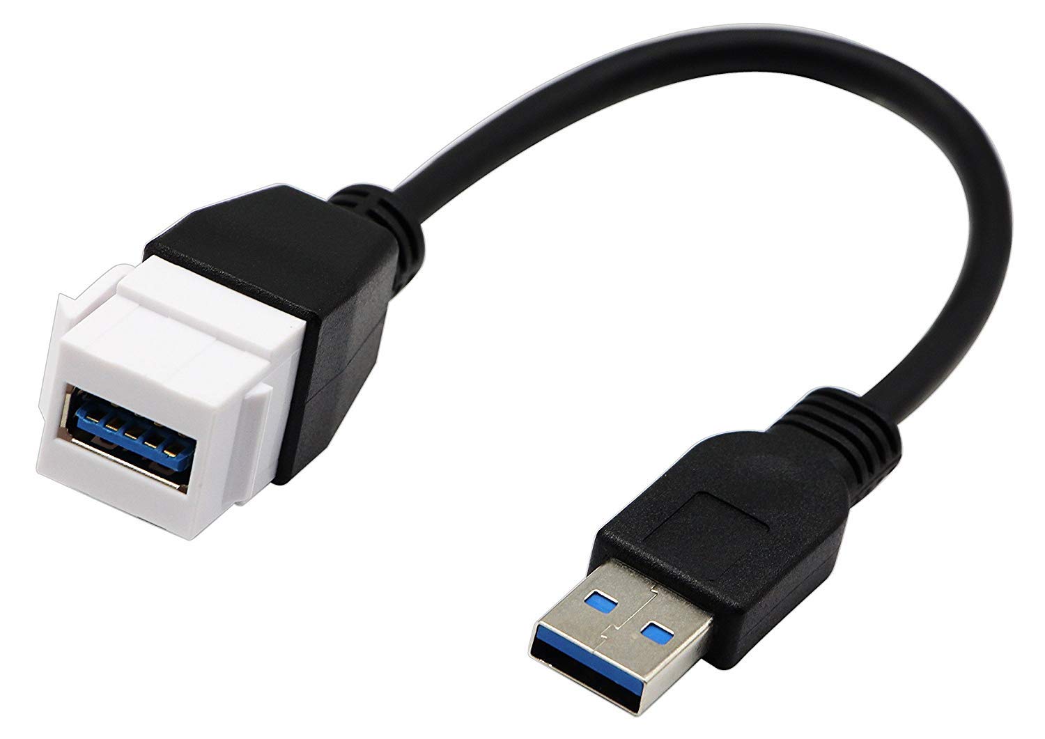 USB 3.0 Keystone Jack Inserts Cable, Haokiang USB 3.0 A Female to USB A 3.0 Male Keystone Insert Wall Plate Outlet Panel Adapters Connector Cable-20CM/8Inch (USB3.0 M/F)