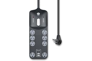 OSKOS PD20W USB-C Charger, 18W USB-A Fast Charging, Four Ports (2A2C), 8 outlets Power Strip with 6FT 14/3 Cord, 2480 Joules Surge Protected, 15A Built-in Circuit Breaker, UL Listed, Wall mountable