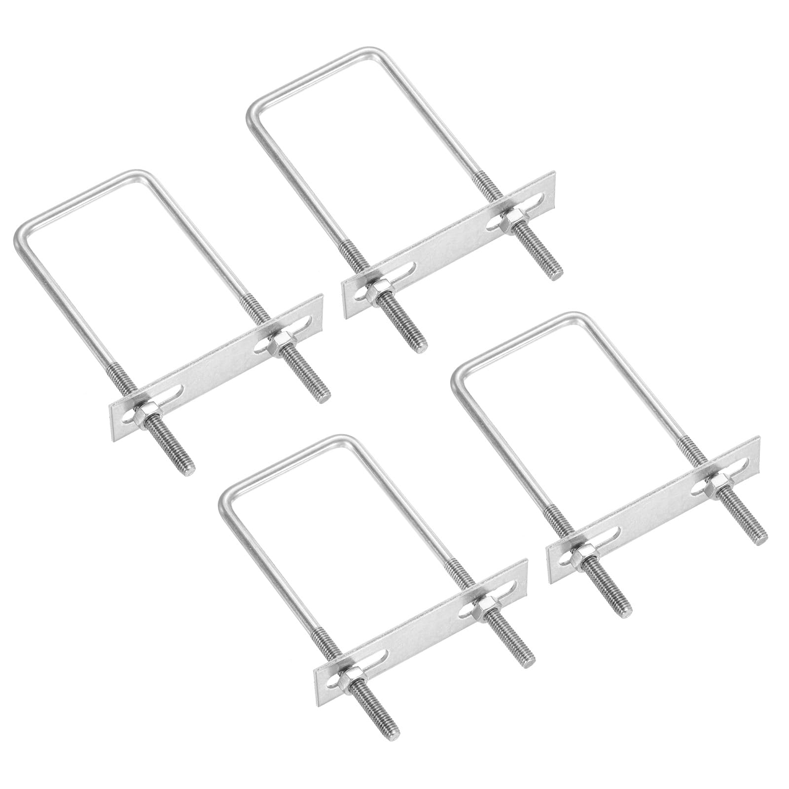 PATIKIL M6x50x120mm Square U-Bolts Kit, 4Set 304 Stainless Steel Square U Shaped Bolts Replacement Parts with Frame Plates and Nuts for Ski Board Sailboat Trailer