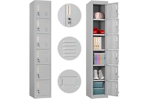 Greenvelly Metal Locker for Office Storage Locker Employees Locker for School Gym Lockers Corridor Locker 6 Tier 6 Door