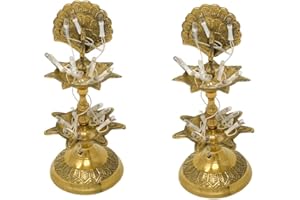 CELEBRATE FESTIVAL INC Electric Deepak (Lighted Lamps/Diya/ Puja Lamp) - Peacock Set of 2 Lamps (2 Layer Lamps - Peacock)