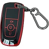 AIOEUOIA for Ford Key Fob Shell Remote Key Fit for Ford Explorer Fusion Escape Edge Expedition F150 F250 F350 F450 F550 Maverick Mustang Smart 3 Buttons Key (Black-Red)
