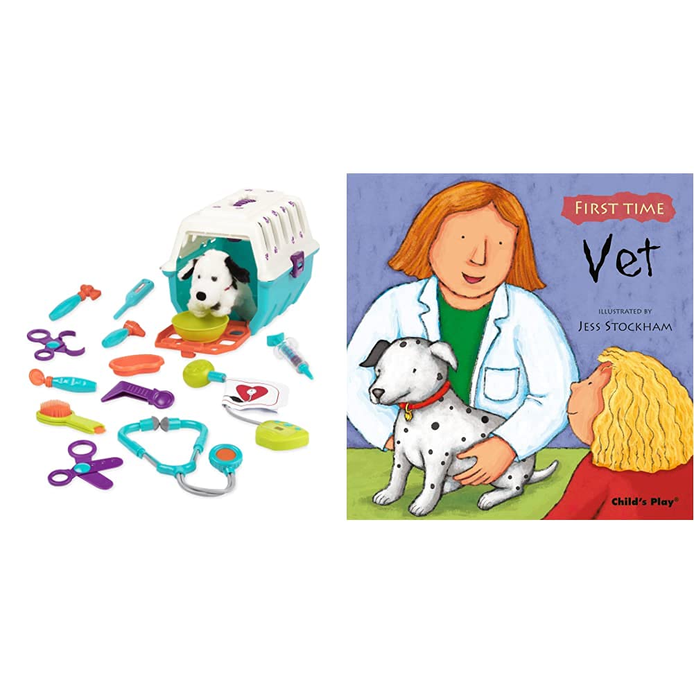 Battat - Dalmatian Vet Kit - Toy Vet Clinic with Cage, Plush, and Vet tools for Kids 2 years + (15 pieces) & Vet (First Time)