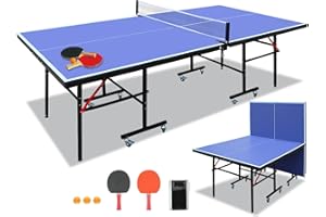 FONICHR Professional Ping Pong Table Tennis Table Foldable Ping Pong Table Top Full Size Waterproof Clearance with1 Ball Network & 2 Table Tennis Paddles 3 Table Tennis Indoor Multiplayer