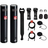 sE Electronics sE7 Small-Diaphragm Condenser Microphone (Matched Stereo Pair) with Touch Fastener Straps (10-Pack), (2) 20' XLR Cable &amp; (2) Pop Filter Bundle