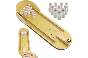 Pinkiwine Tabletop Mini Bowling Game Set Wooden Desk Toys for Men Adults Kids Teens Christmas Stocking Stuffers Gifts