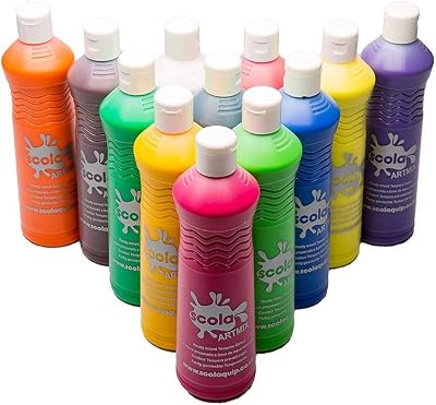 Scola Artmix 600ml Poster Paint Set 12 Assorted Colours ready to use