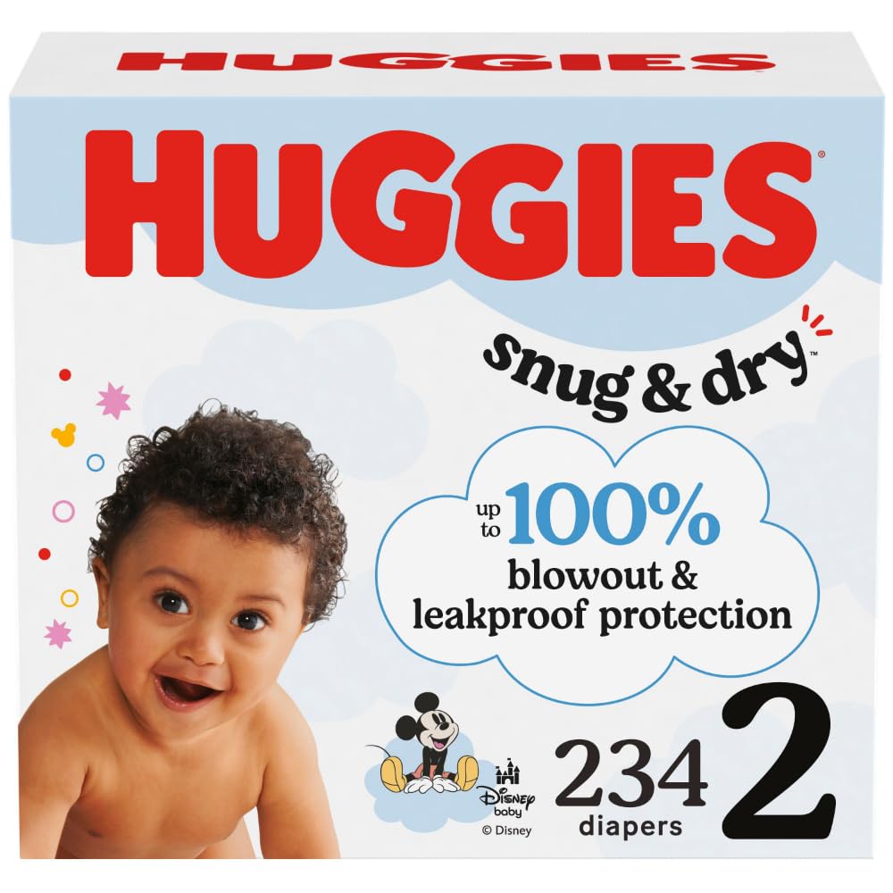 Photo 1 of Huggies Size 2 Diapers, Snug & Dry Baby Diapers, Size 2 (12-18 lbs), 234 Count (3 Packs of 78), Packaging May Vary