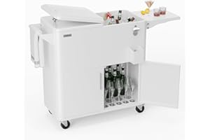 VINGLI Patio Cooler, Ice Chest with Storage Cabinet, Bottle Opener Drainage, Outdoor Cooler for Party, Deck, Pool