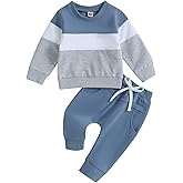 kacubwyy Toddler Baby Boy Outfits Long Sleeve Pocket Pull On Sweatshirt Solid Pants Infant Fall Winter Clothes Set