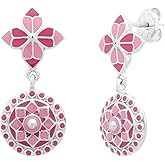 Pink Lotus Earrings for Women | Hand-Enameled Traditional Indian Ethnic Statement danglers | Navicia Rosa Collection | Bridal & Party Wear | Gift for Her