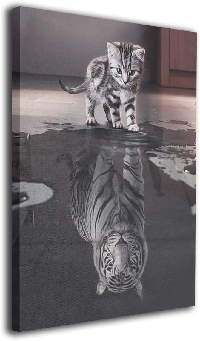 Amazon Co Jp 白猫の反射虎 アートパネル アートフレーム キャンバス絵画 壁飾り絵画 ポスター インテリア絵画 インテリア装飾 壁飾り木枠セット モダン 新築飾り 贈り物 ホーム キッチン
