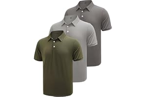 KUYIGO 3 Pack Mens Polo Shirts Short Sleeve Moisture Wicking Quick Dry Performance Summer Casual Athletic Golf Shirt