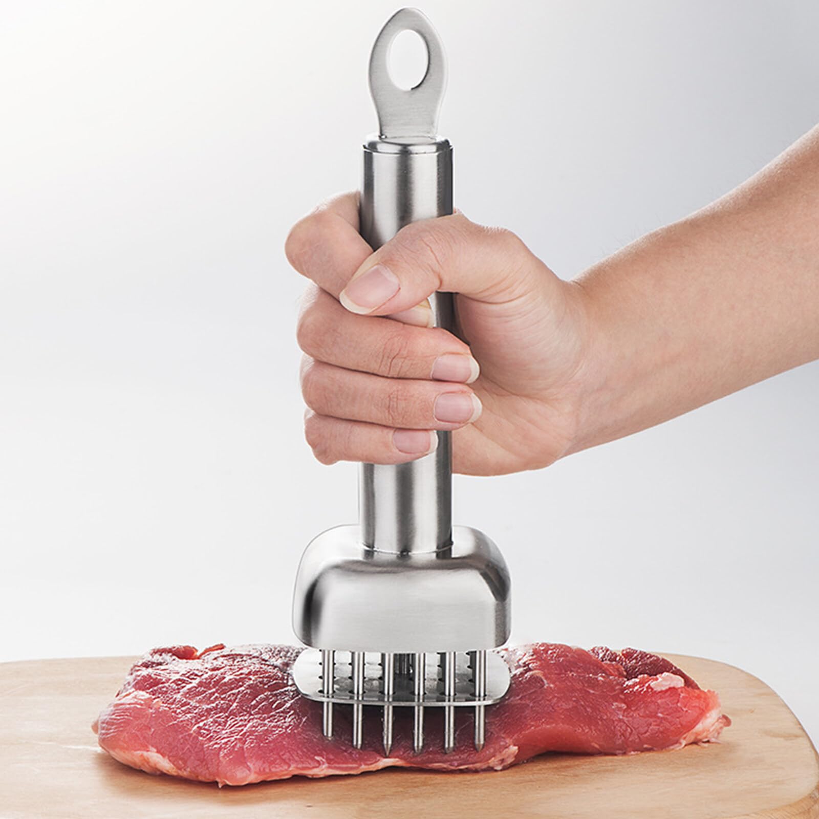 Convenient Meat Tenderizer with Spring Meat Hammer, Meat Mallet Pounder, Stainless Steel Needle Ultra Sharp 24 Blades Tenderizer Tool for Steak, Chicken, Fish, Pork