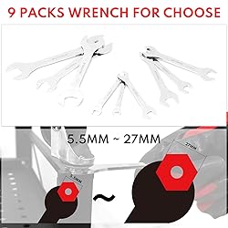 BILITOOLS Super Thin Open End Wrench Set, 9 Piece