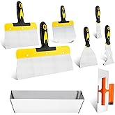DEKEones 8-Piece Stainless Steel Drywall Tool Kit with Soft Grip Handles, Includes Taping Knives, Putty Knives, Finishing Tro
