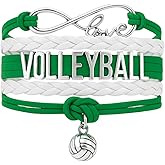 Volleyball Bracelets For Girls- Ideal Volleyball Gifts & Souvenirs. Adjustable Charm Bracelet with Moveable Letters, Infinity Symbol & Silver Volleyball Charm. Fashionable Bracelets by SportyBella.