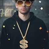 PGKDYC 4Pcs Gold Digger Costume Dollar Necklace Pound Glasses Rapper Hip Hop Set view 5