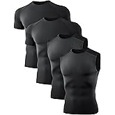 Dalavch 4 Pack Compression Shirts and Tank Tops Men Short Sleeve/Sleeveless Athletic Undershirt for Sport