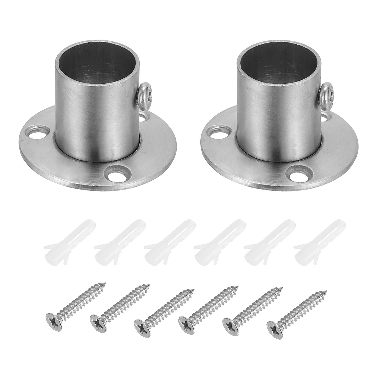 PATIKIL 0.98"Dia Closet Rod Bracket, O Shape Stainless Steel Closet Pole Socket Flange Rod Holder Support for Closet Wardrobe Shower Curtain,2Pack