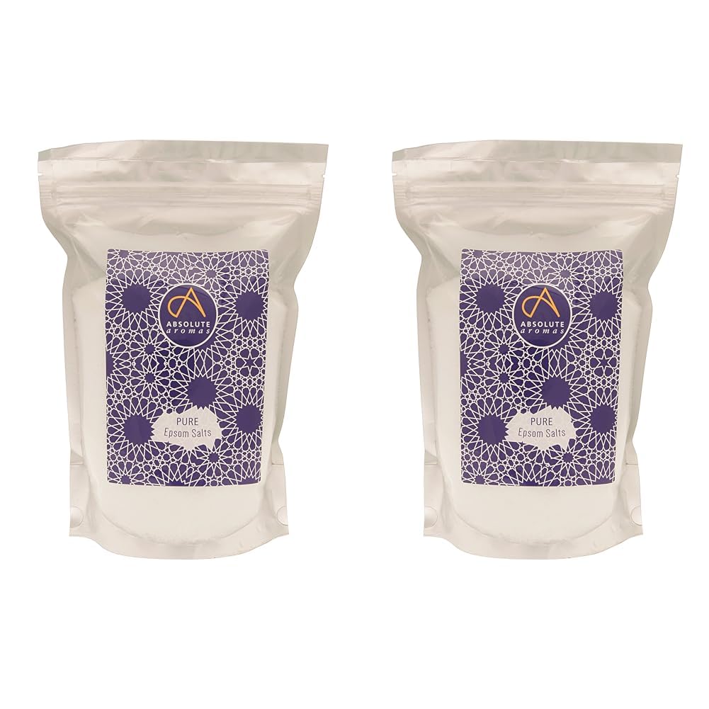 Absolute Aromas, Epsom Bath Salt, White, Unscented, 1kg (Pack of 2) — image 1