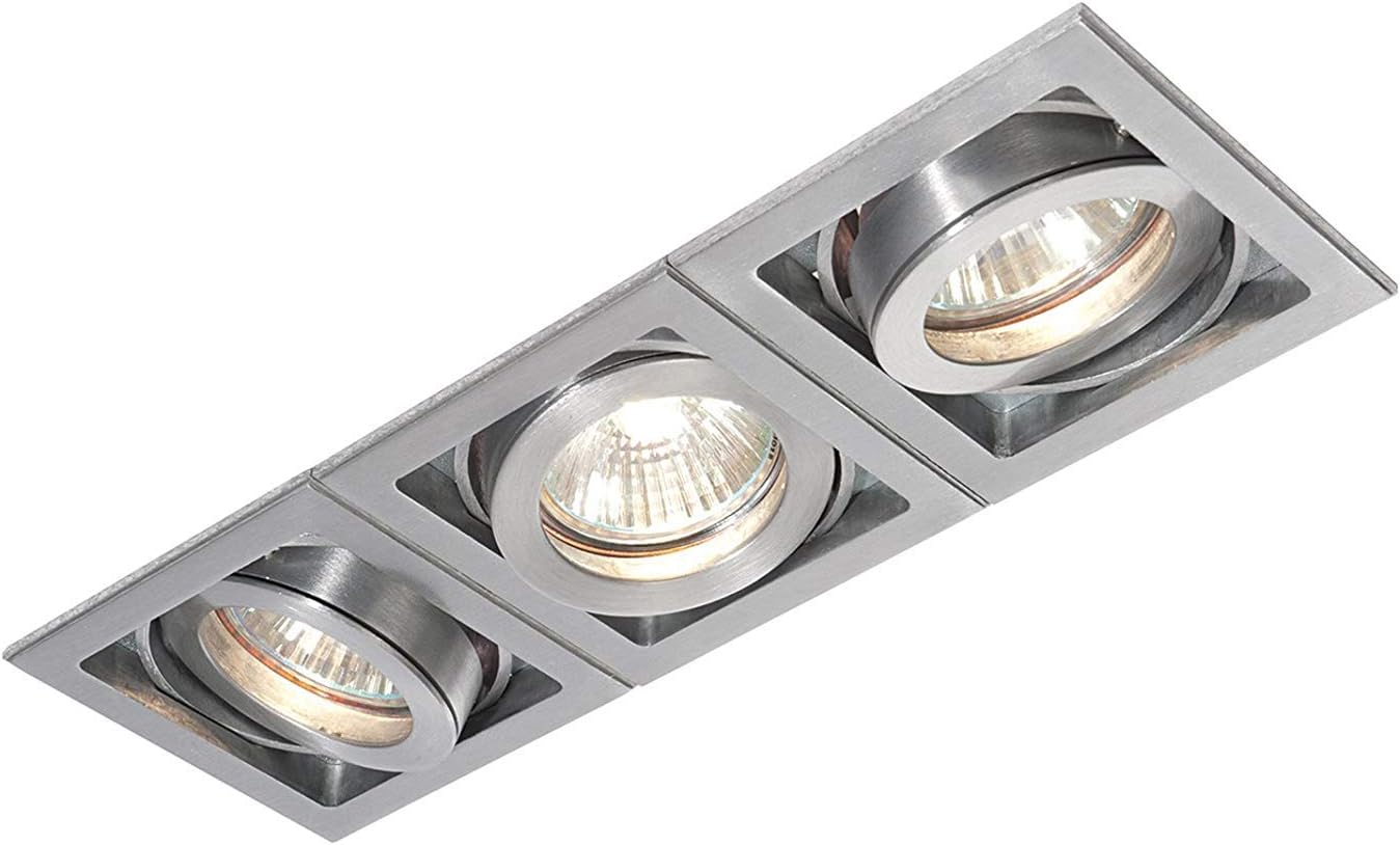 Triple Square Recessed Adjustable Downlight | Aluminium | LED Compatible Dimmable | 50W GU10