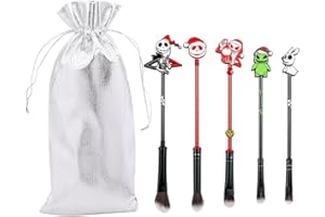 COSHINE CORPSE BRIDE Makeup Brushes, 5pcs Halloween Jack Anime Makeup Brush Set (red and green)