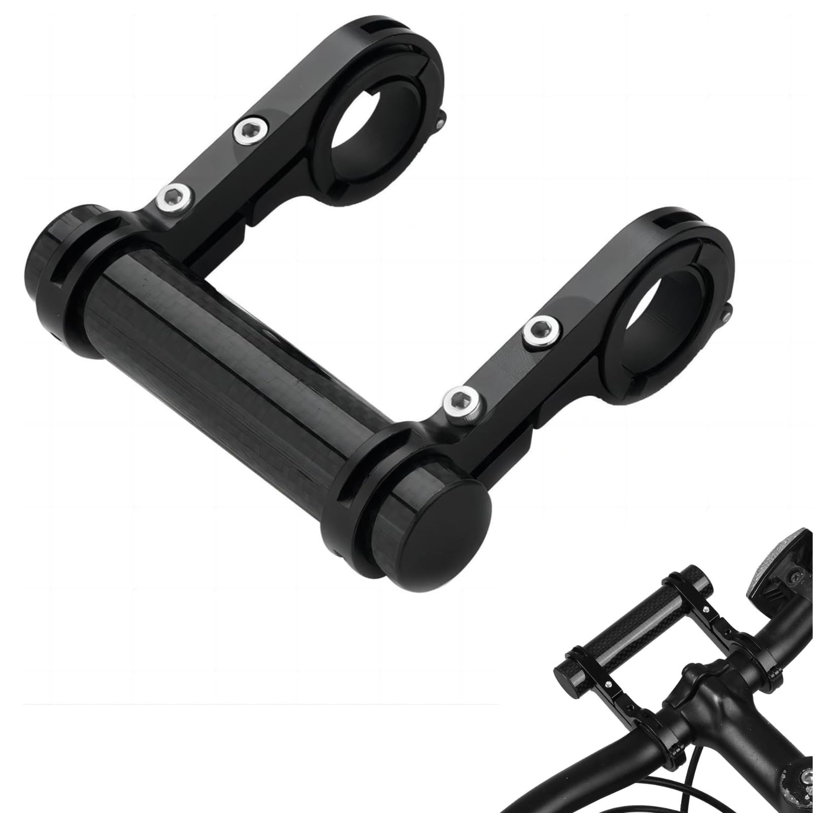 VIFER Bike Handlebar Extender, 10cm Dual Bike Handlebar Extension Bracket Carbon Tube Bicycle Handlebar Extension for Headlight Speedometer GPS