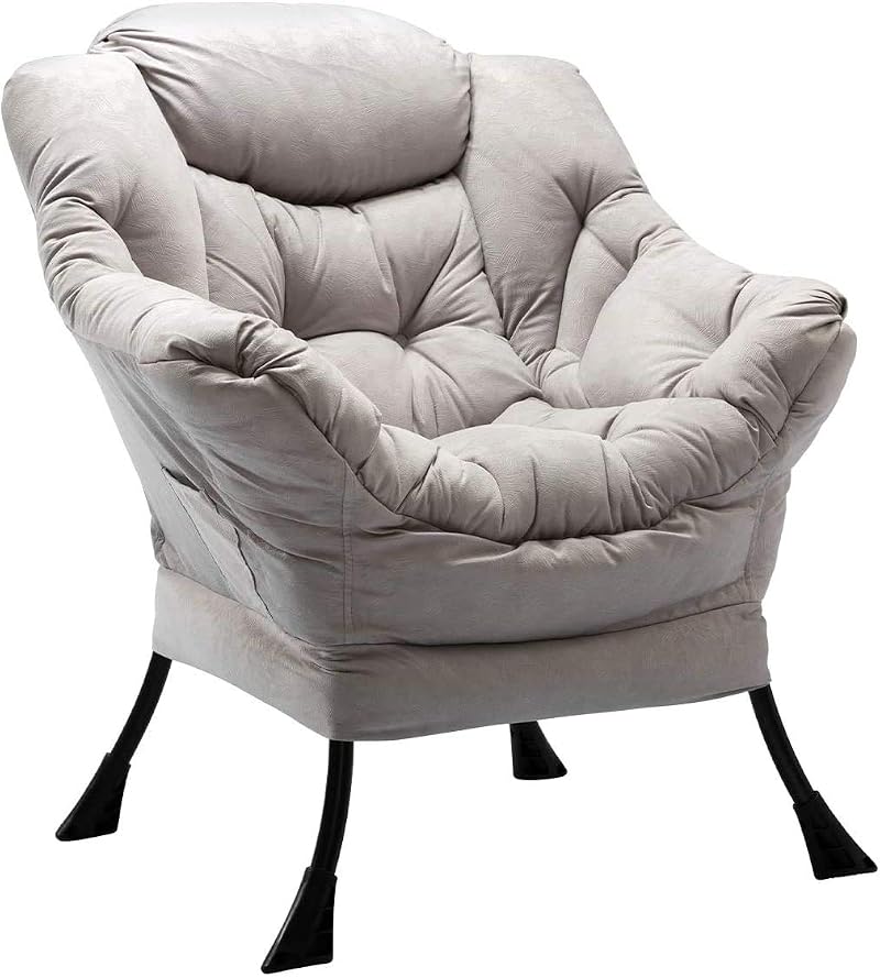 HollyHOME Armchair Comfy Chair Grey Steel Frame Lounge Sofa 95x80x64 cm