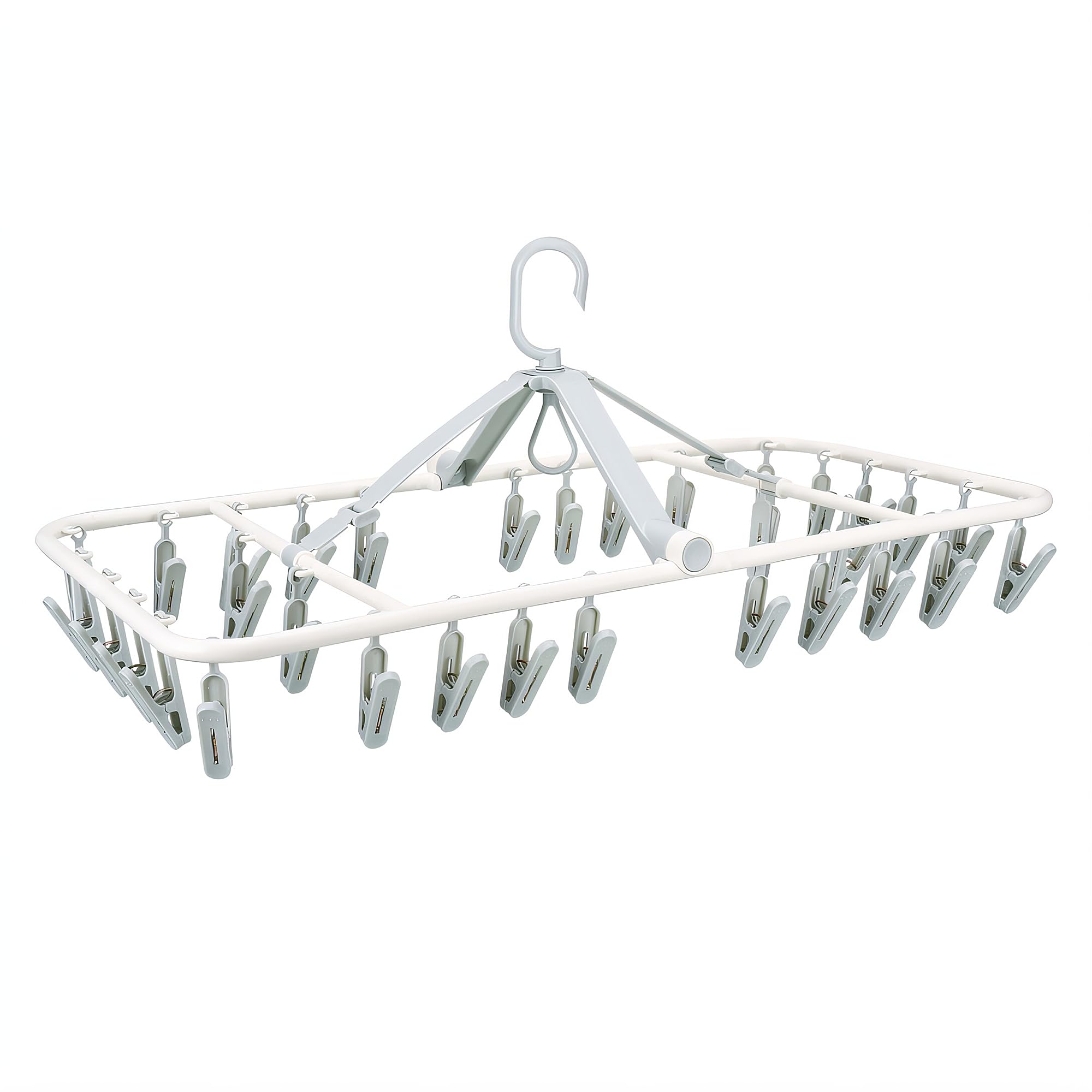 Foyer Nuage Premium Foldable Clothes Drying Hanger with 32 Clips, Anti-Rusty Plastic Drying Rack for Socks, Lingeries, Delicates and Baby Clothes