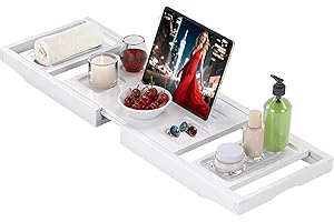 Bathtub Tray Caddy,Premium Bamboo Expandable Bath Tub Trays Table, Foldable Bathroom Accessories,Great House Warming, Anniver