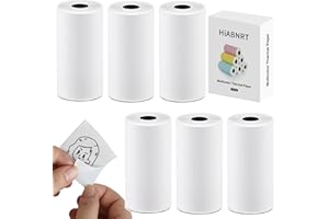 HiABNRT 6 Rolls Mini Printer Sticker Thermal Paper Compatible M02/T02, White Self-adhesive paper 53x28mm, Mini Photo Printer Sticker to Print Photo, Note, Journal, Memo