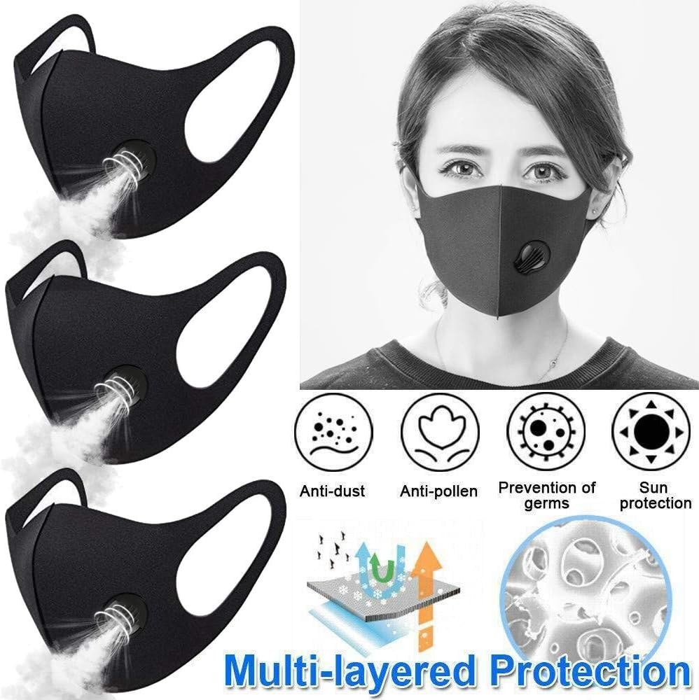 3pc Breathing Safety Ma-sk, Air Purifying PM2.5 Face Ma-sk Carbon Filter Multi Layer (3pc)