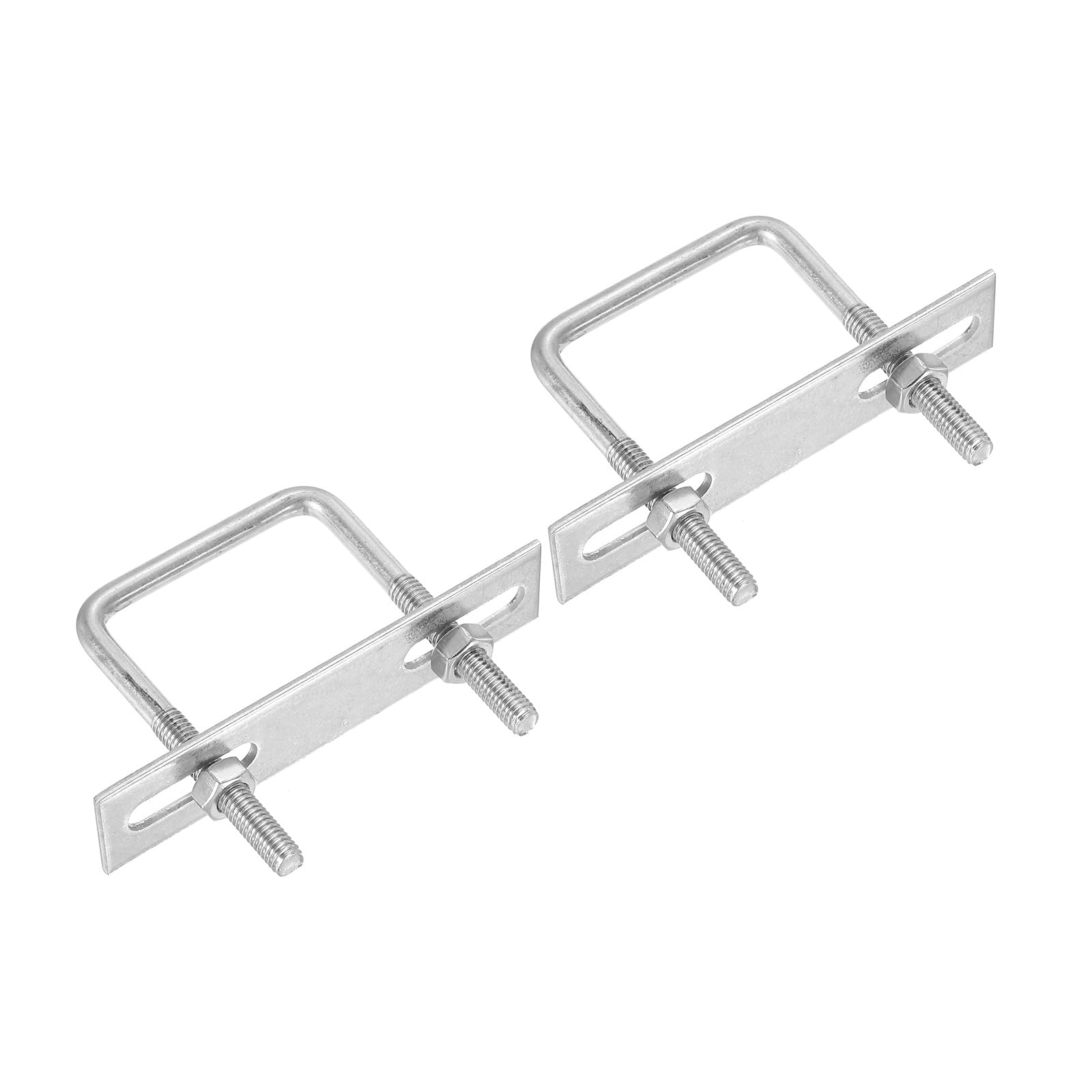 PATIKIL M6x42x65mm Square U-Bolts Kit, 2Set 304 Stainless Steel Square U Shaped Bolts Replacement Parts with Frame Plates and Nuts for Ski Board Sailboat Trailer