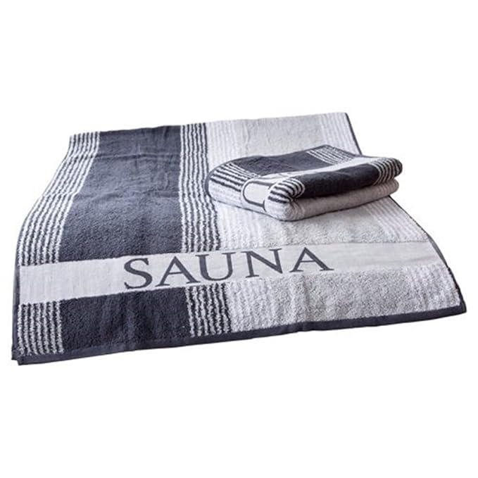 Exklusives xl Saunatuch 80 x 200 cm - 450g/m2 - Oeko Tex 100 - aus dem Hause Dyckhoff (anthrazit/weiß/grau)