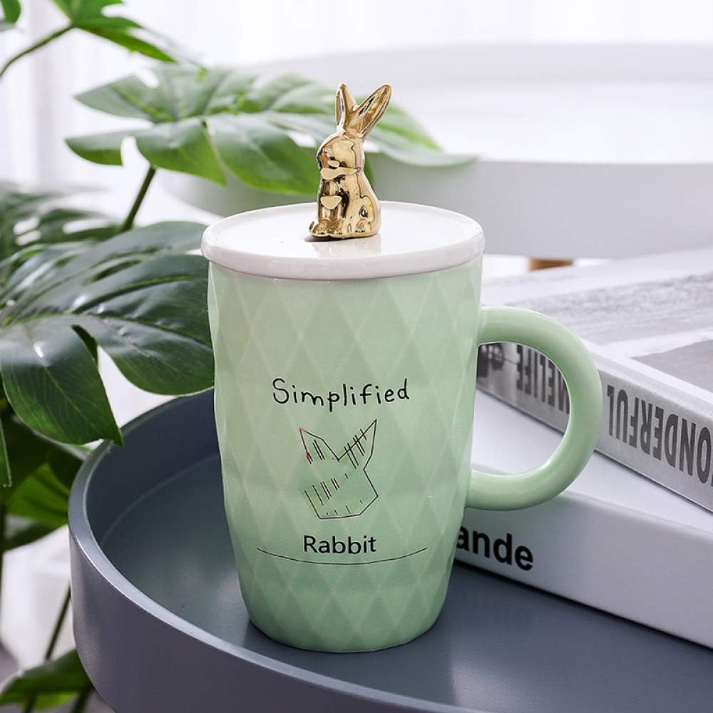 SGZBY Cup Irregular Rhombus Drawing Golden Rabbit Head Ceramic Cup Creative Mug Couple Coffee Milk Cup