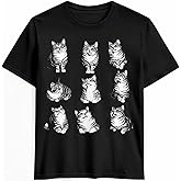 Men's T-Shirt Cute Cat Graphic Tees Cotton Short-Sleeve Casual Tops Animal Printed T-Shirt