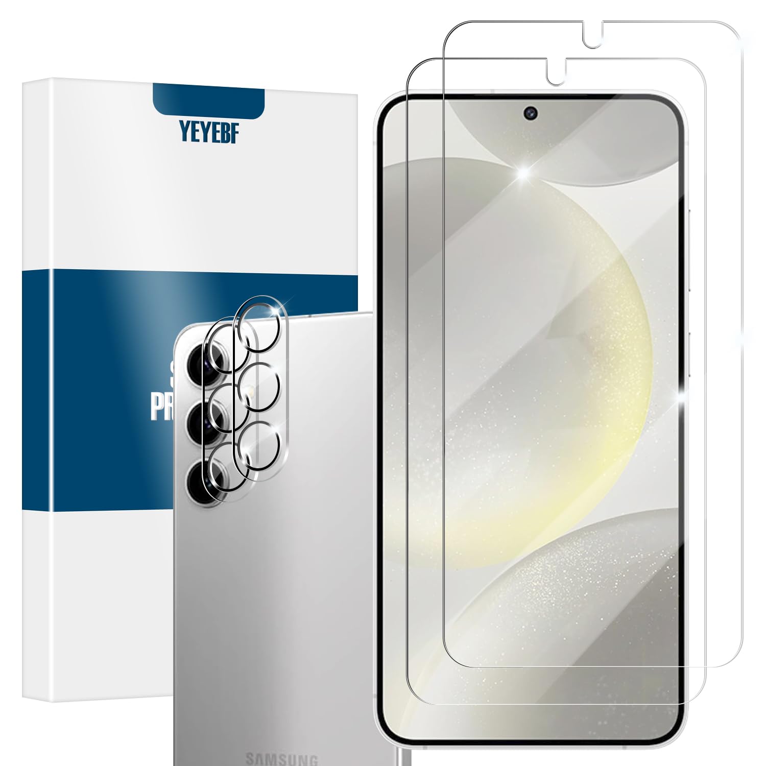 Photo 1 of YEYEBF Galaxy S24 Screen Protector + Camera Lens Protector, [2 +2 Pack] [Ultrasonic Fingerprint Unlock] [Case Friendly] Full Coverage Tempered Glass Screen Protector For Samsung Galaxy S24